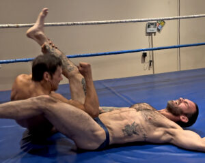 Z-Man elbow drop ball busting on Chase LaChance